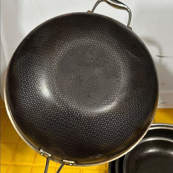 HEXCLAD 5 Piece Nonstick Stainless Steel Frying Pan Set 8 10 12 Wok $600 - Picture 4 of 10